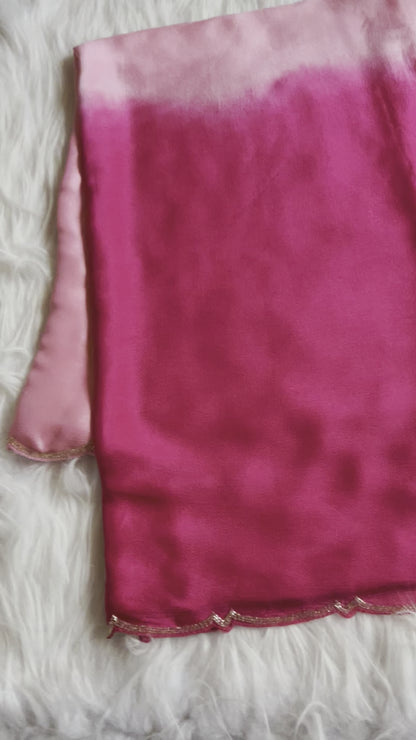 Shaded pink crepe saree