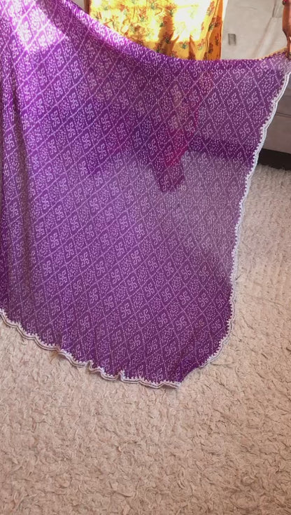 Purple bandhej saree
