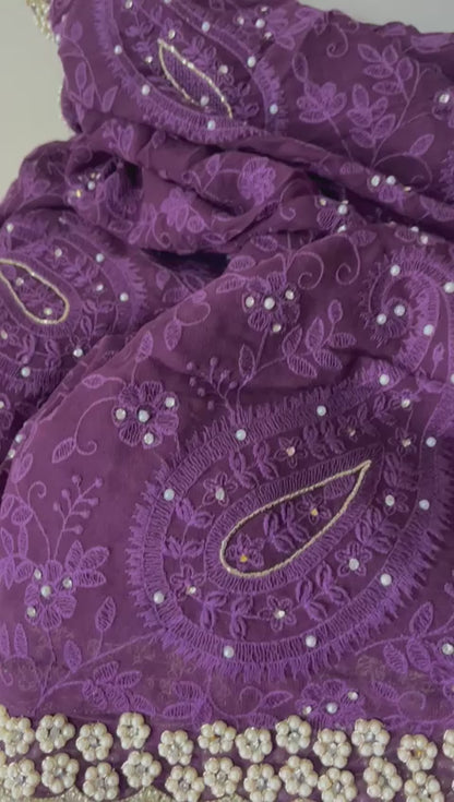 Pearl gorgette saree