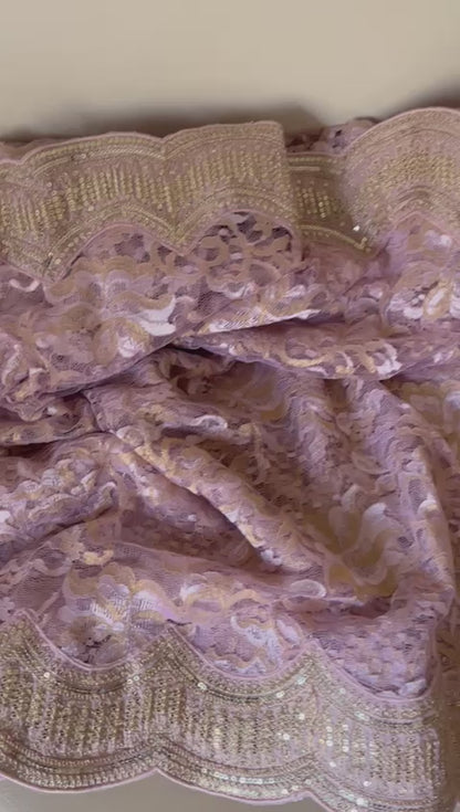 Chaintley lacy scalloped border saree