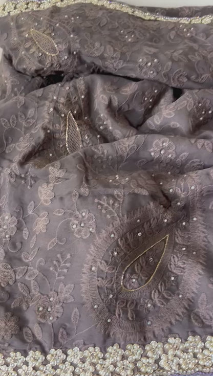Pearl gorgette saree