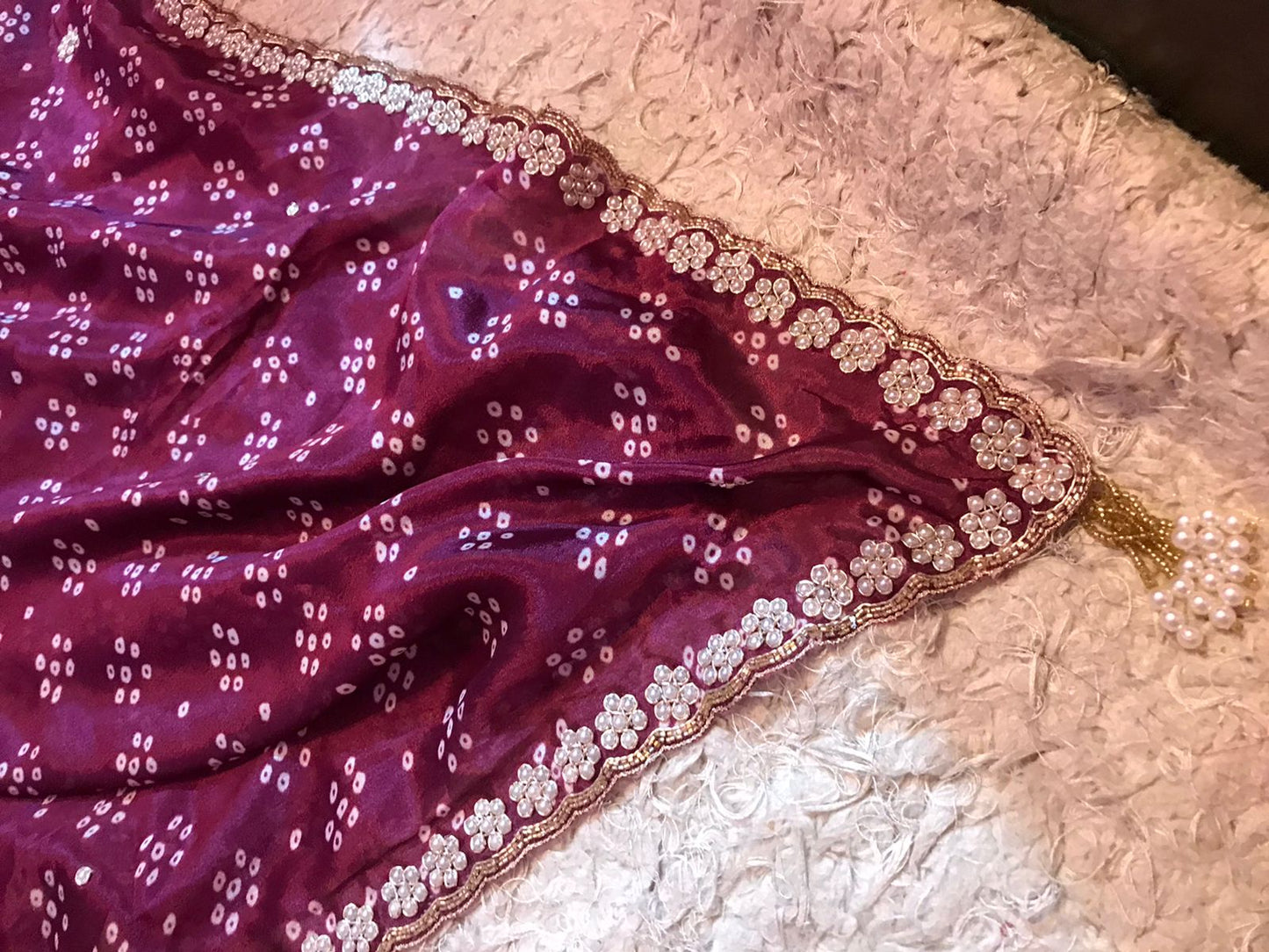 Kismis crepe Bandhej saree