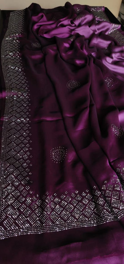Satin partywear saree