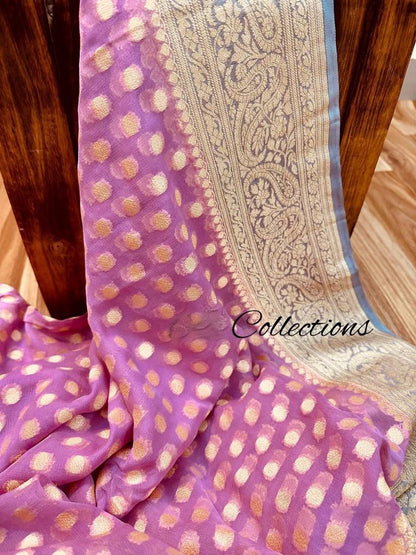 Pink handwoven Banarsi saree