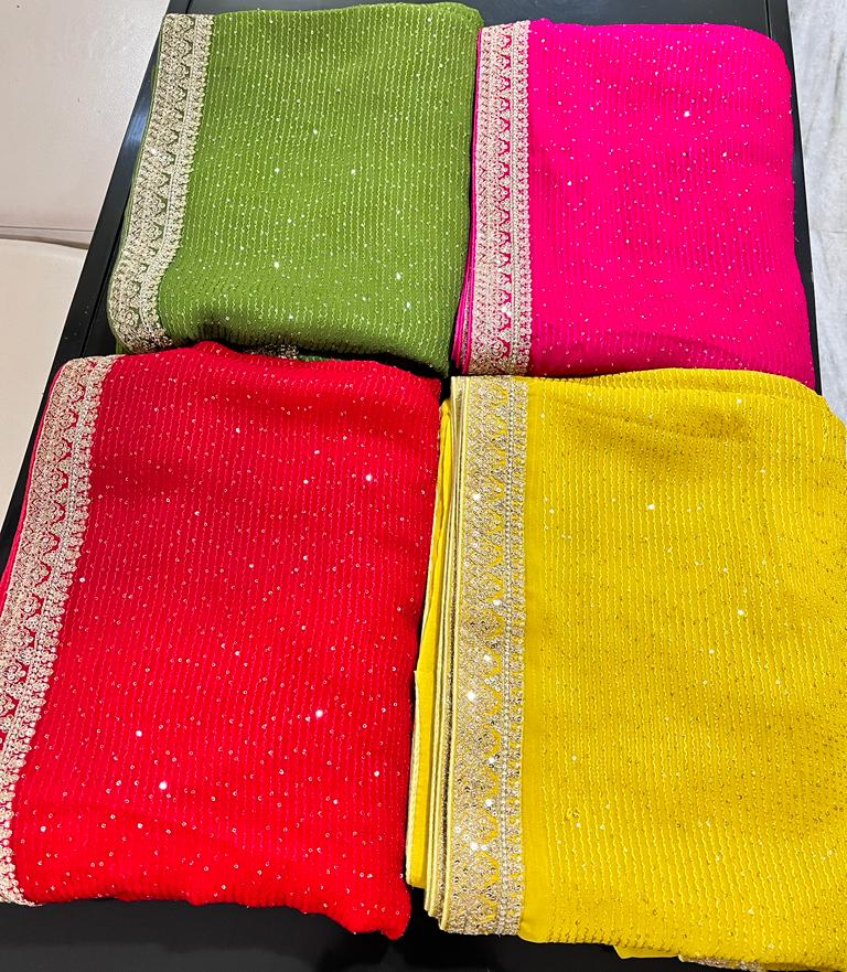Gulzaar gorgette sequece saree