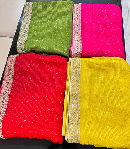 Gulzaar gorgette sequece saree