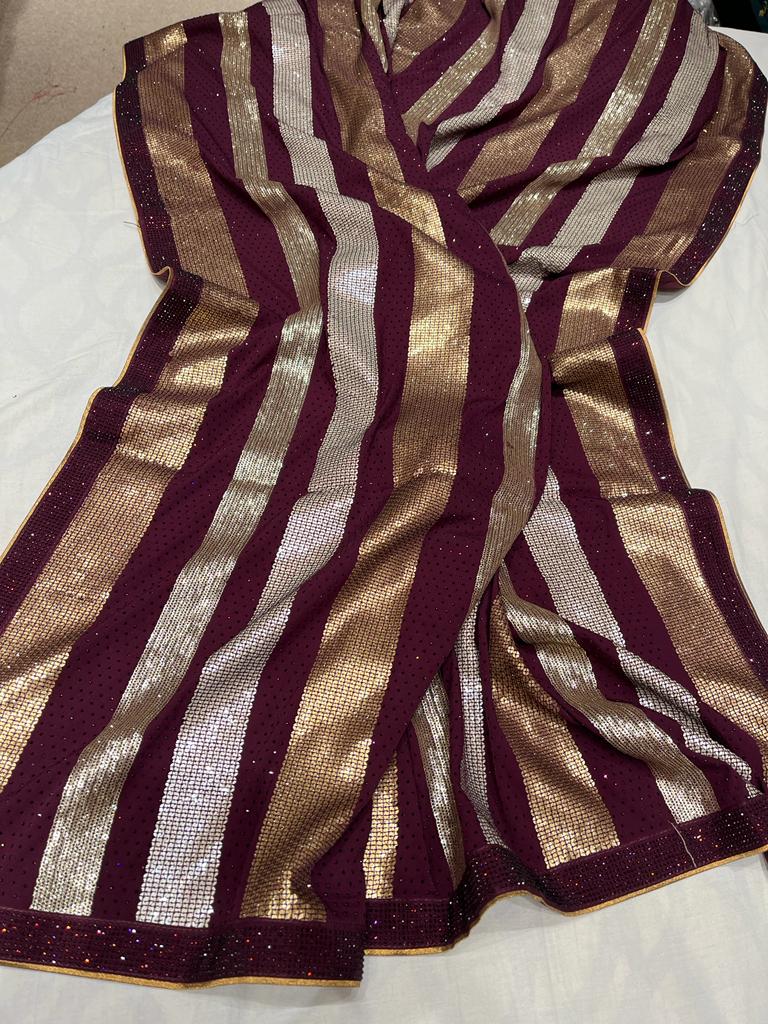 Juan crepe sequence saree