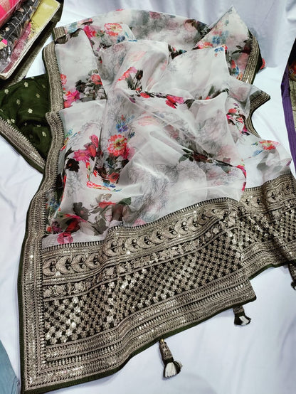 Digital floral printed sares