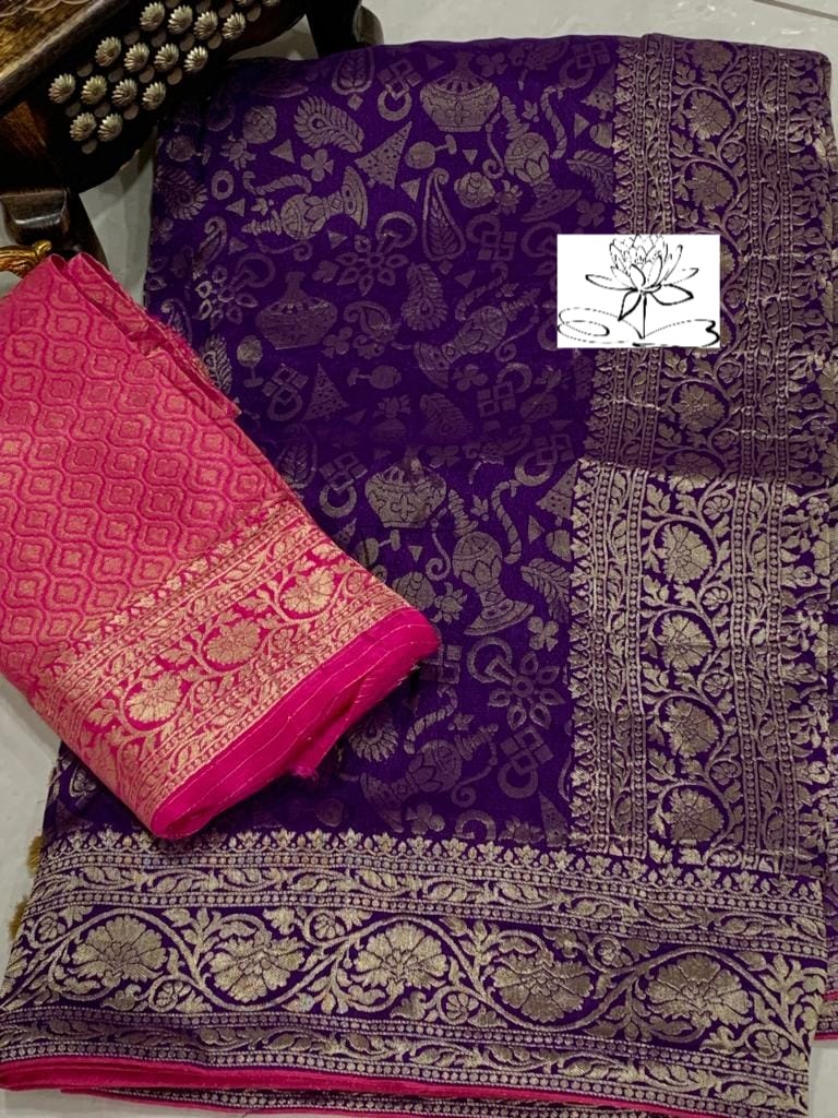 Kiasha banarsi gorgette saree