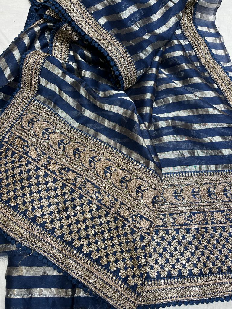 Chanderi inspired striped saree