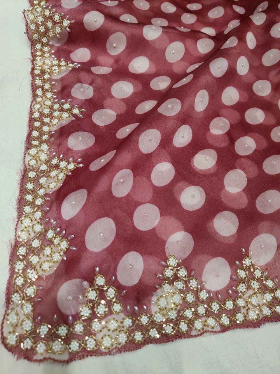 Polka dot inspired organza saree