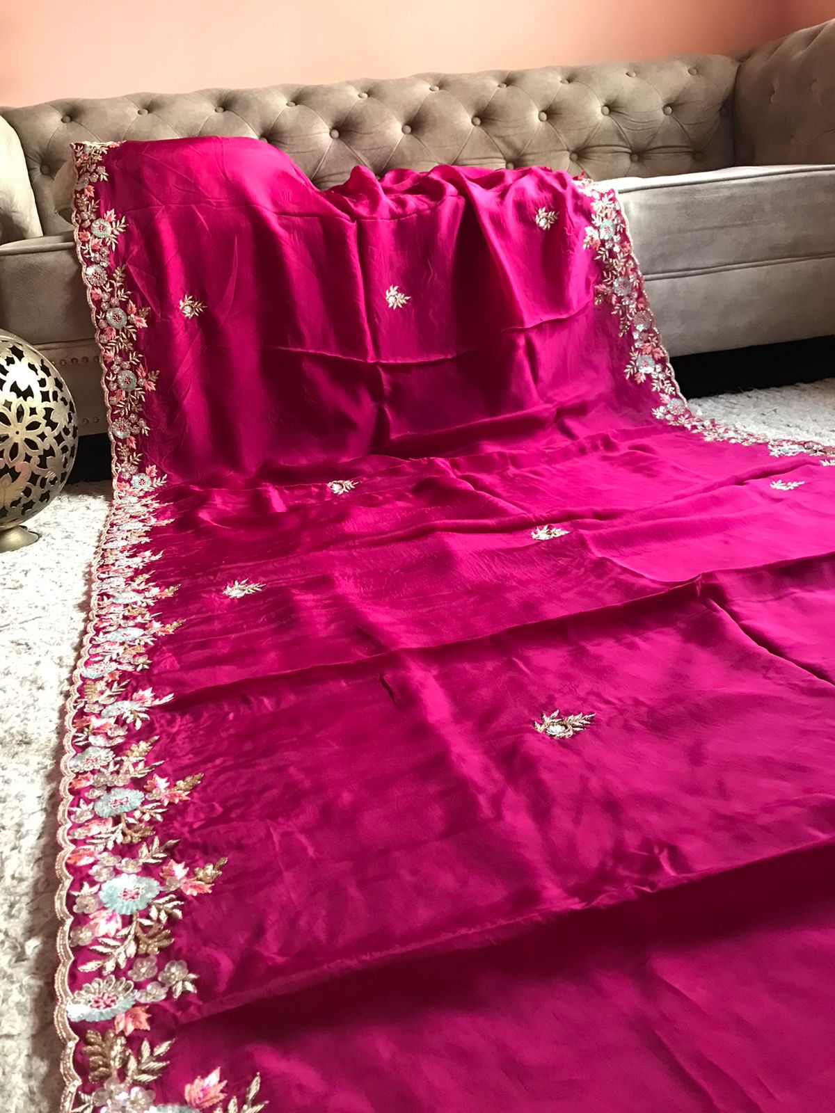 Wine inspired premium organza saree