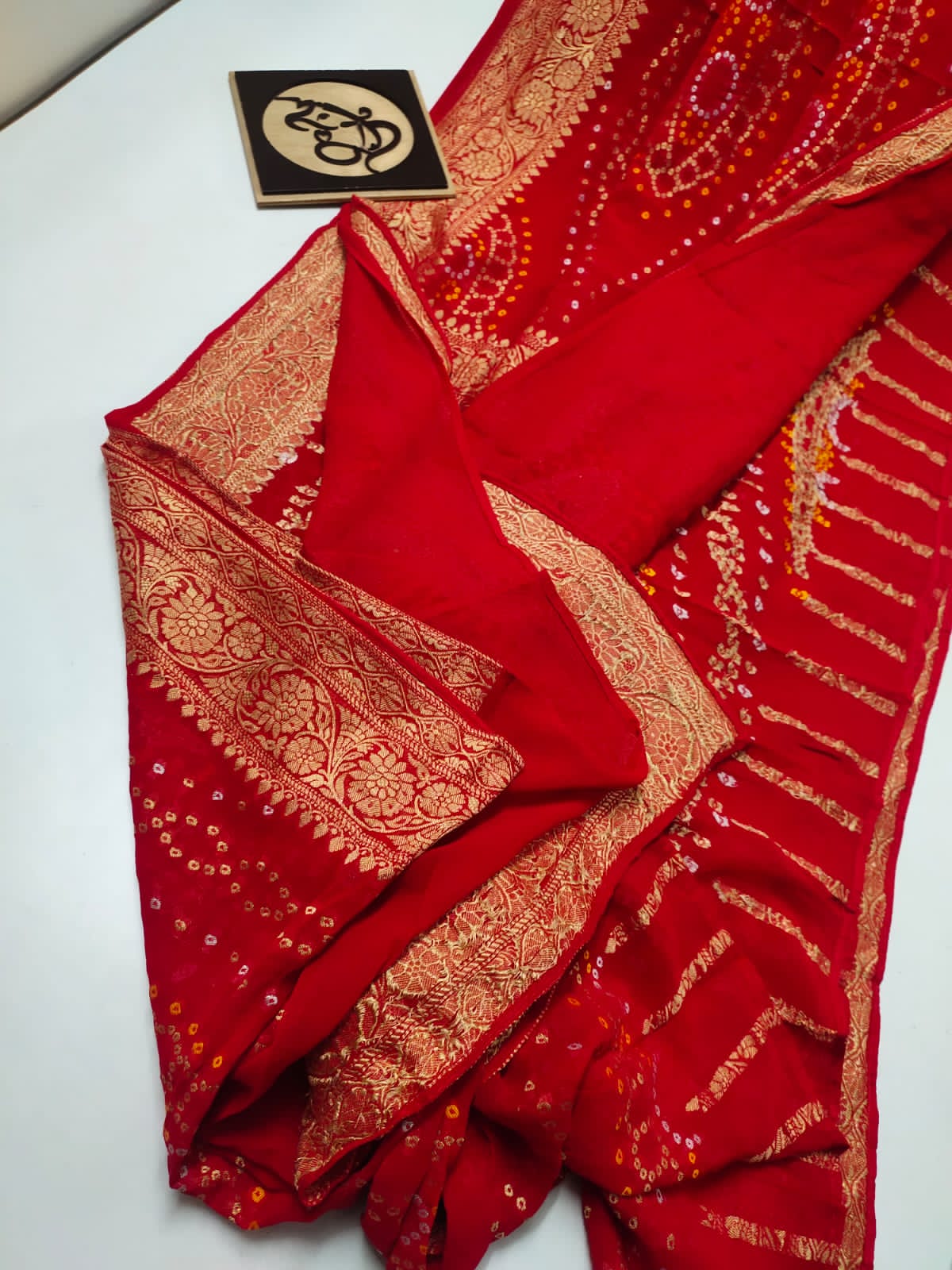 Bandhani banarsi gorgette saree