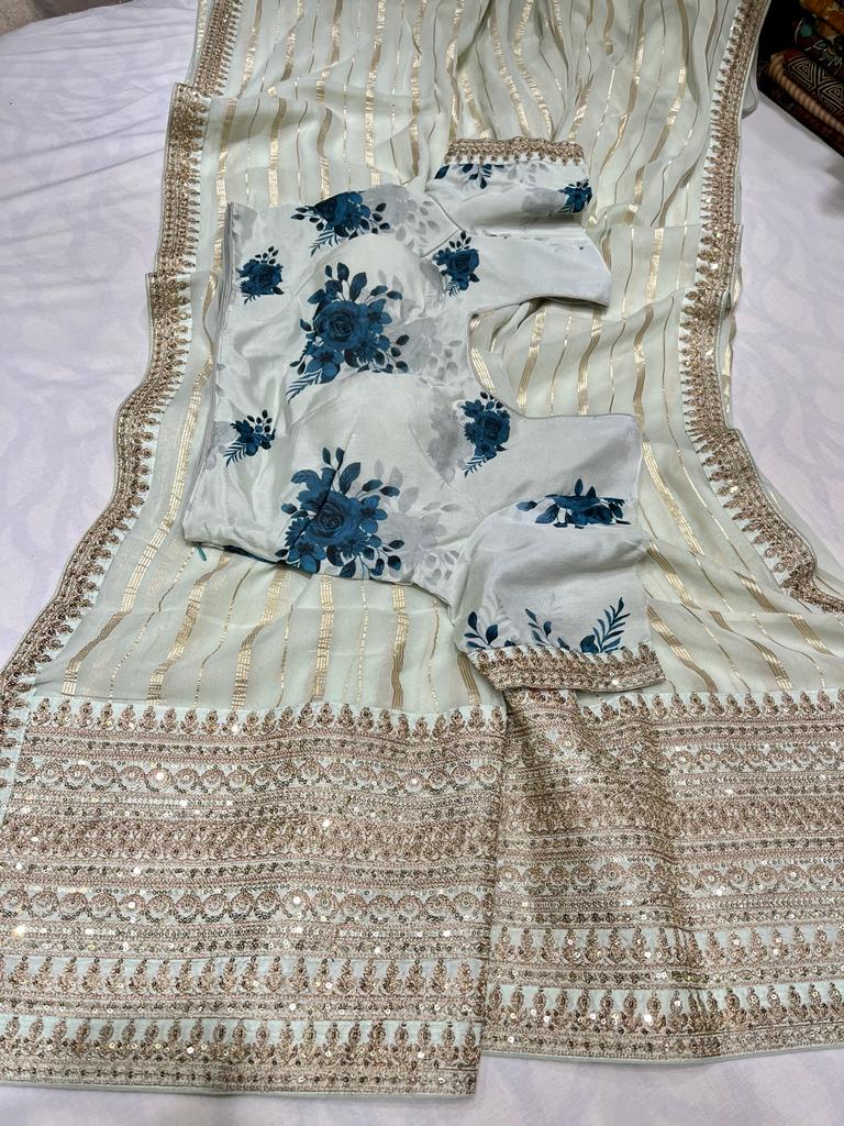 Summer striped trendy saree