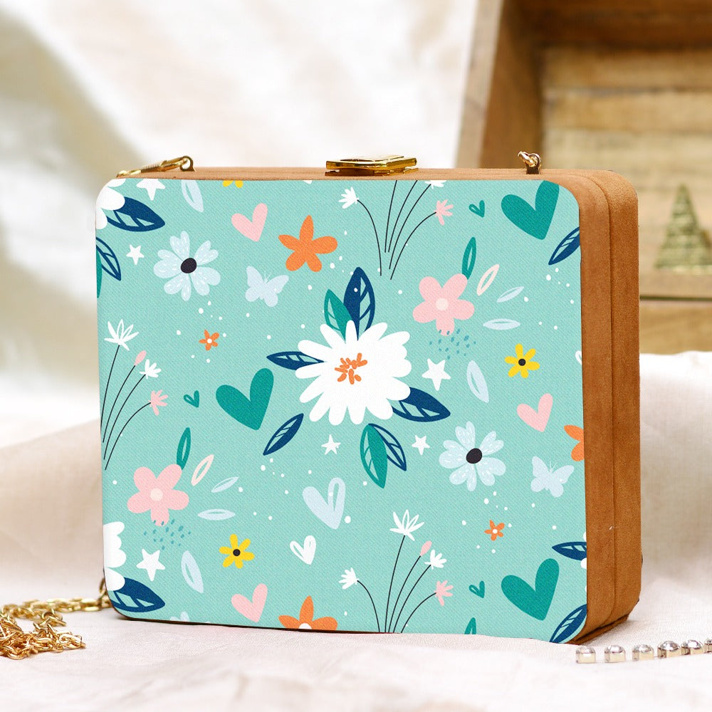 Stylo printed clutch bag