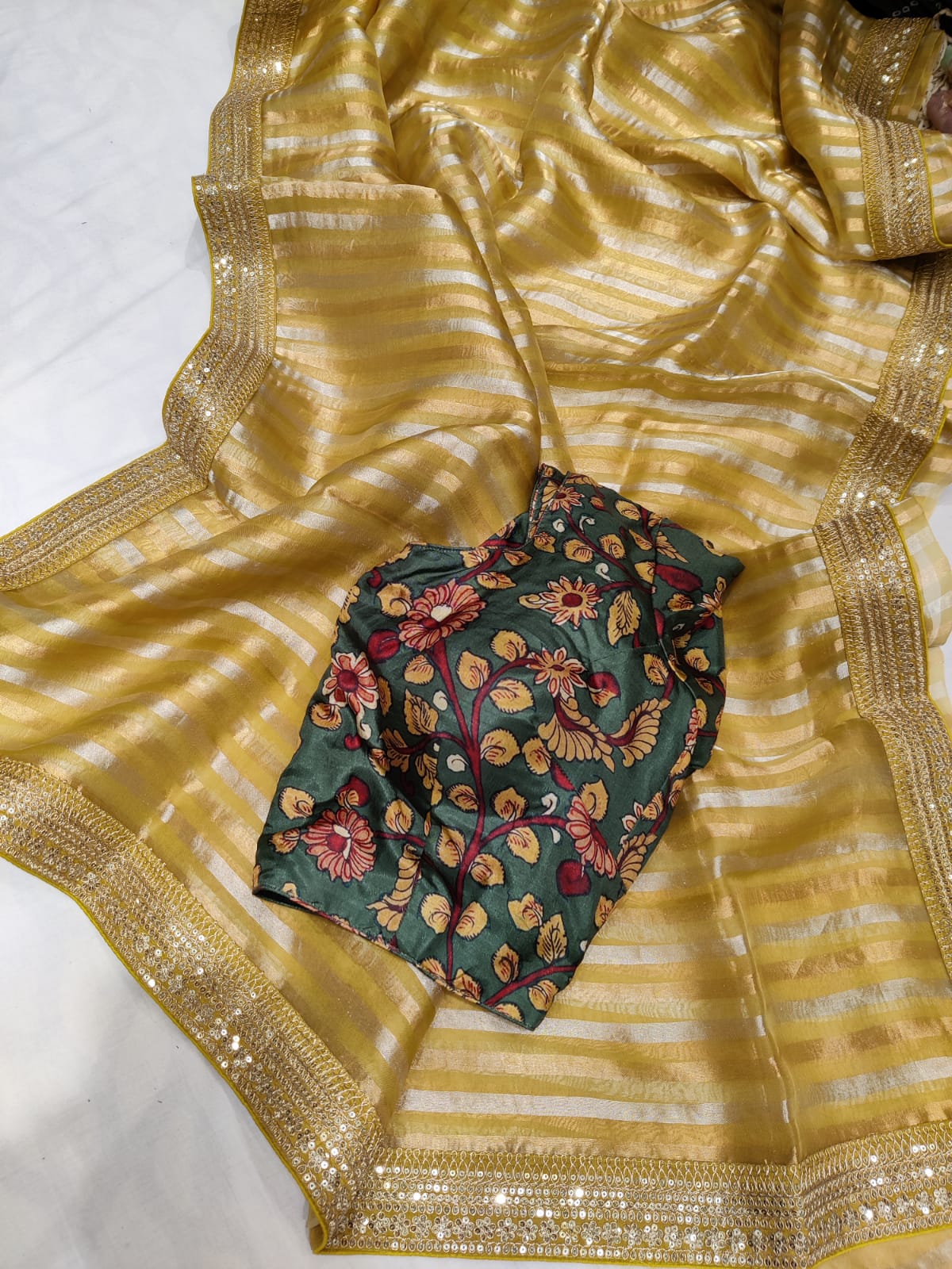 Kalamkari inspired  organza saree