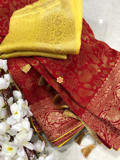 Kiasha banarsi gorgette saree