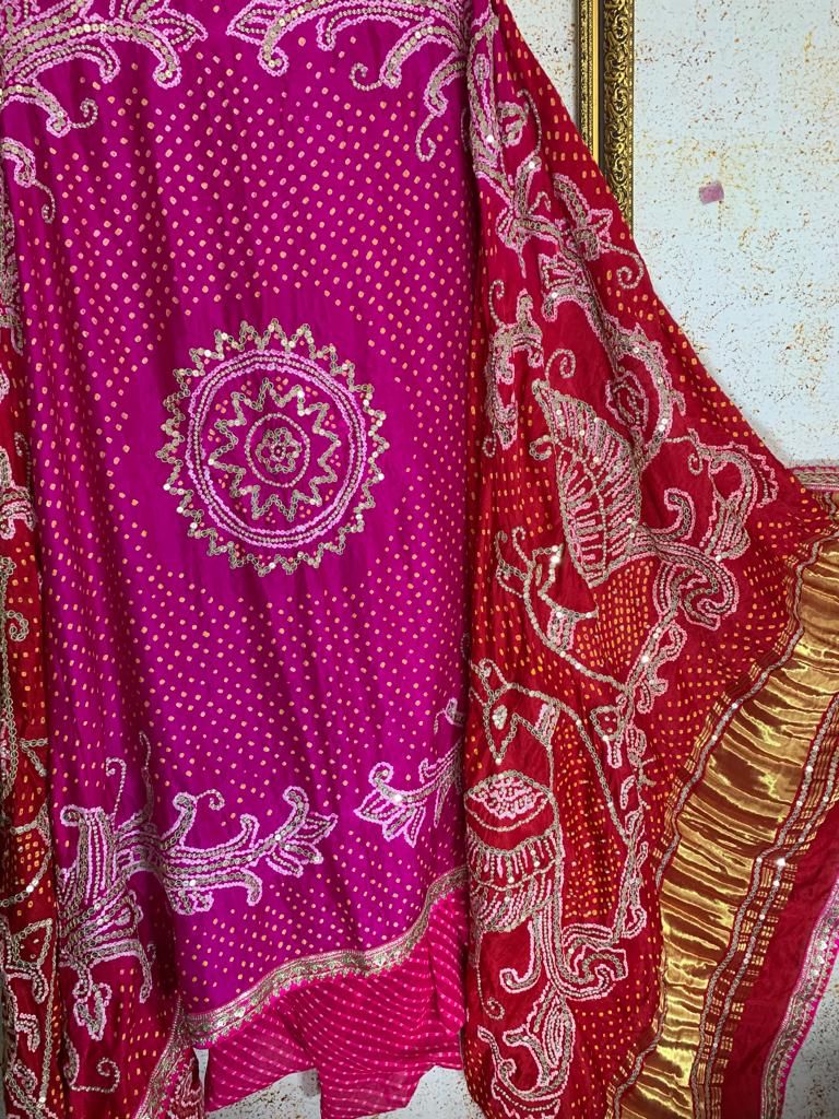 Pink exclusive gajji silk dupatta