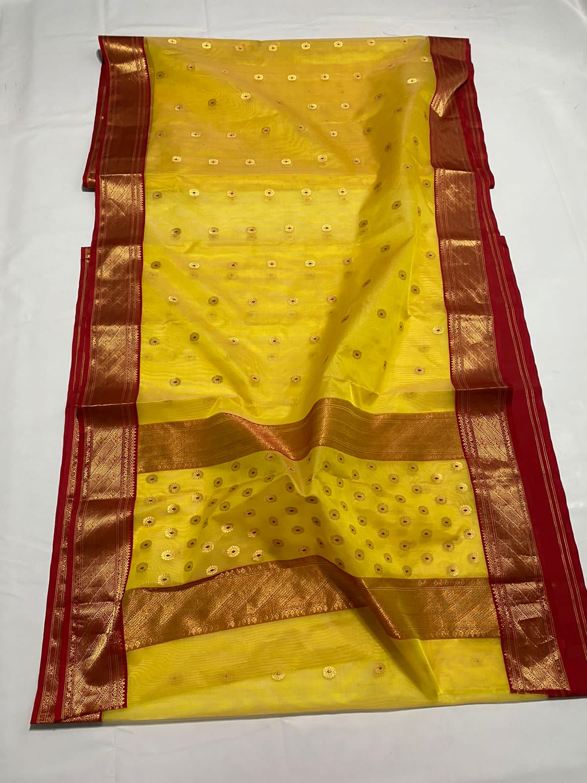 Heer yellow Chanderi saree handloom saree blouse