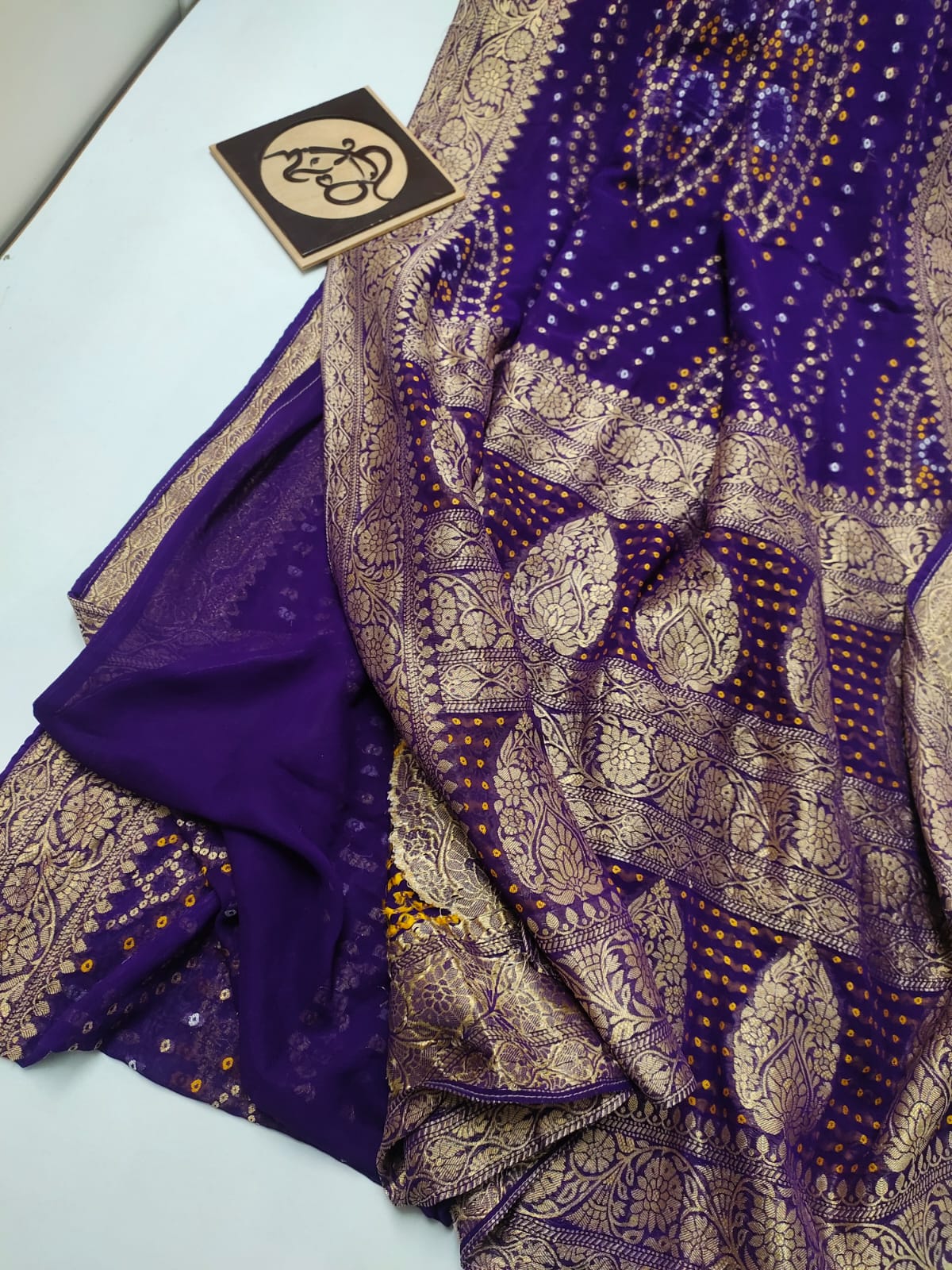 Bandhani banarsi gorgette saree