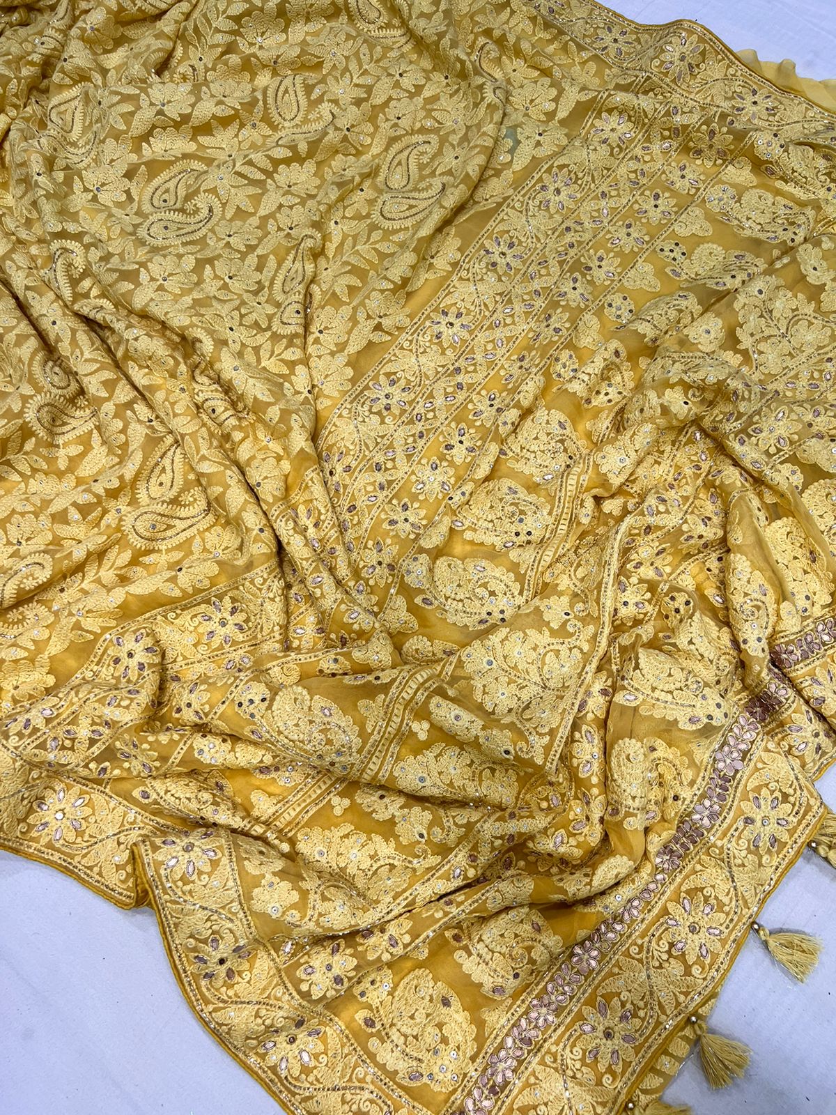 Yashvi chikankari gottapatti saree Indian saree wedding sari blouse