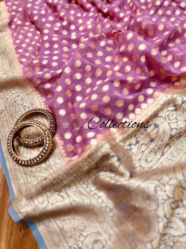 Pink handwoven Banarsi saree