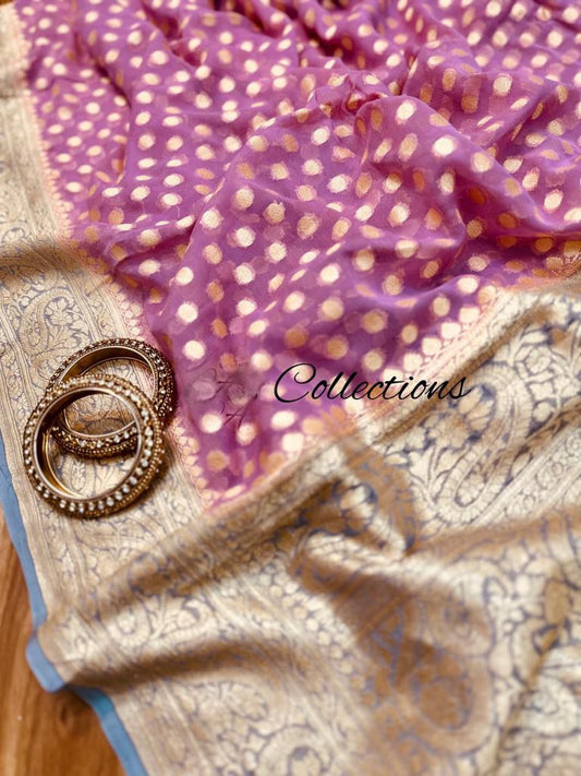 Pink handwoven Banarsi saree