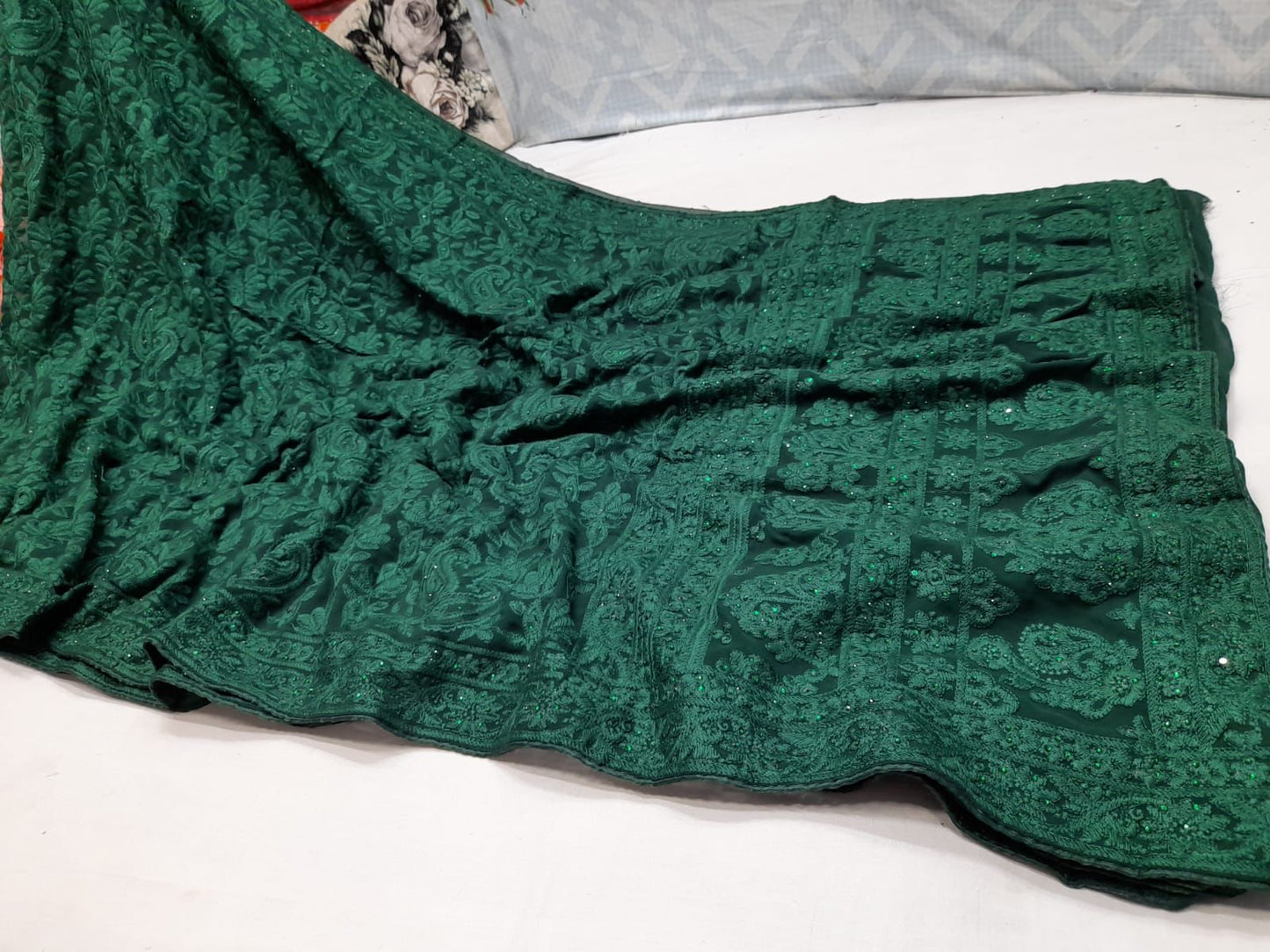 Kiara Lucknowi gorgette saree