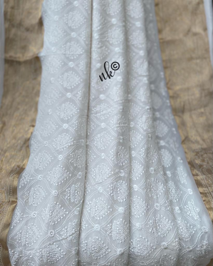 Liljie Khaddi chikankari saree