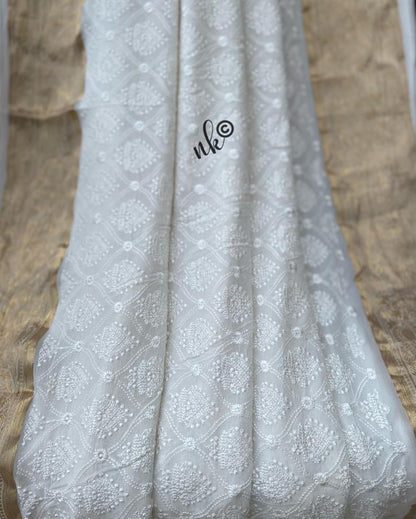 Liljie Khaddi chikankari saree