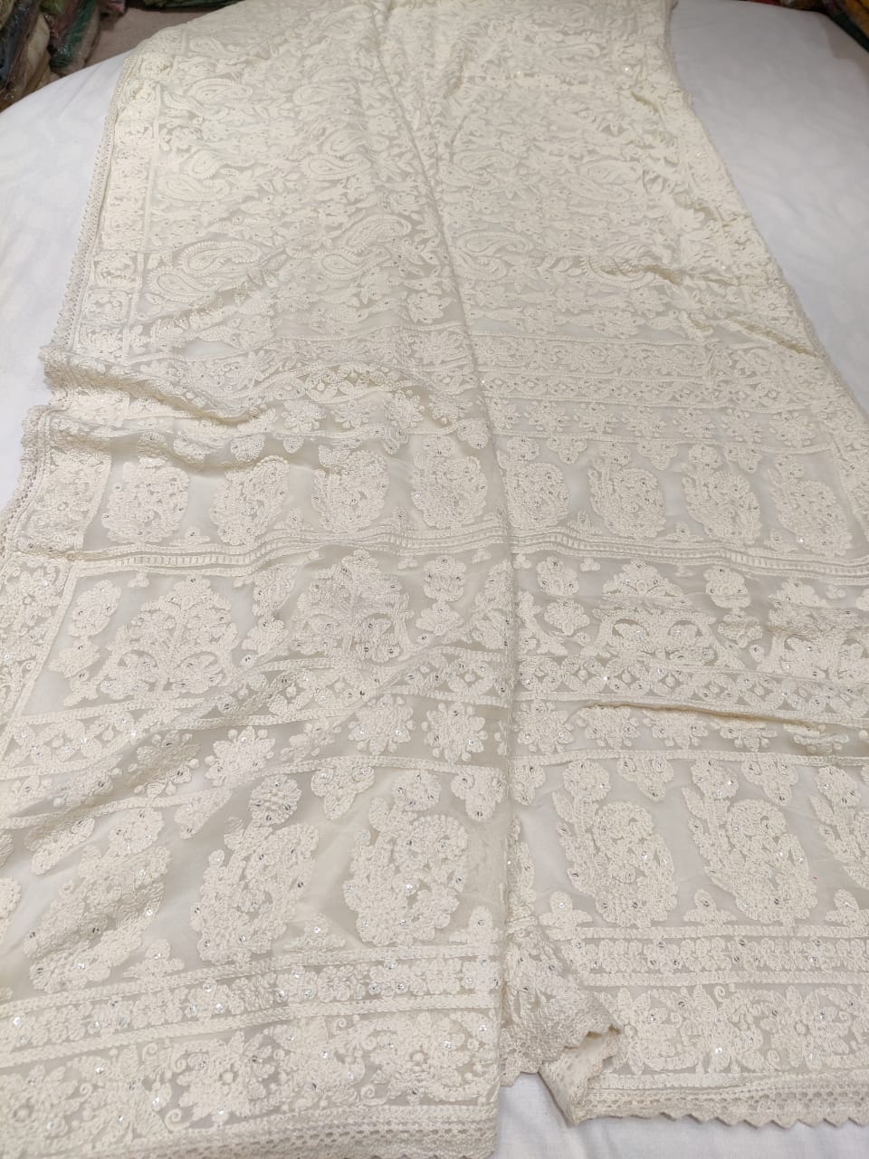 Vani Chikankari gorgette saree