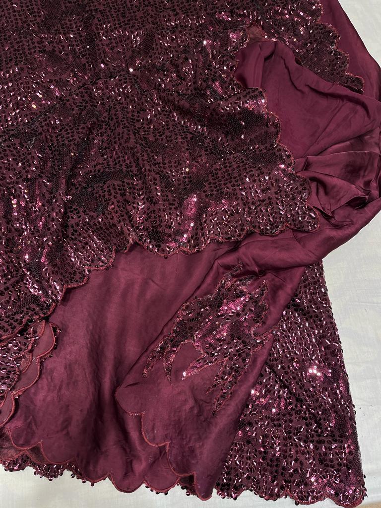Sequence satin partywear saree