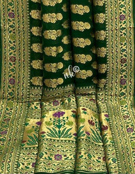 Nirbah woven gorgette khaddi saree