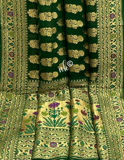 Nirbah woven gorgette khaddi saree