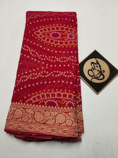 Bandhani banarsi gorgette saree