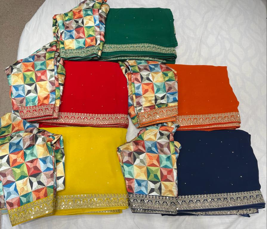 Leshi gorgette zardosi saree