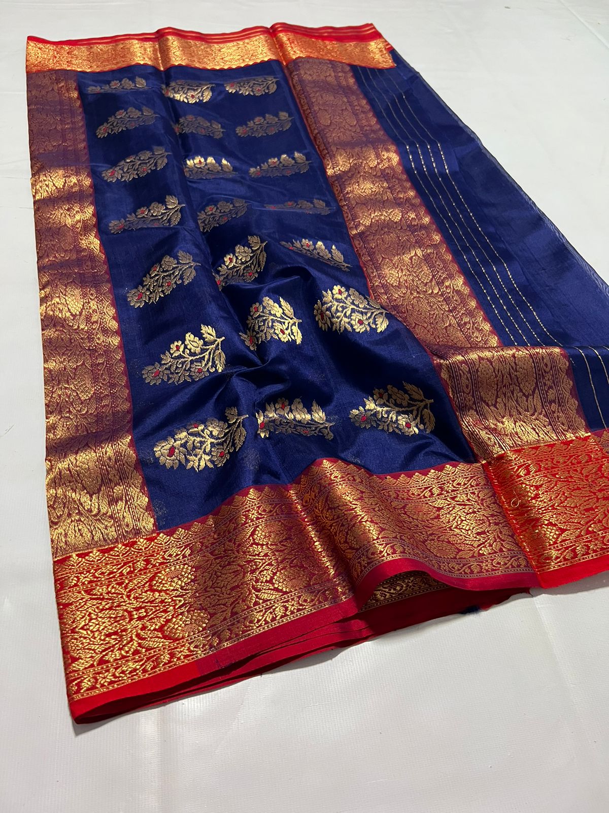 Royal blue Chanderi saree