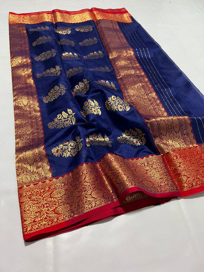 Royal blue Chanderi saree