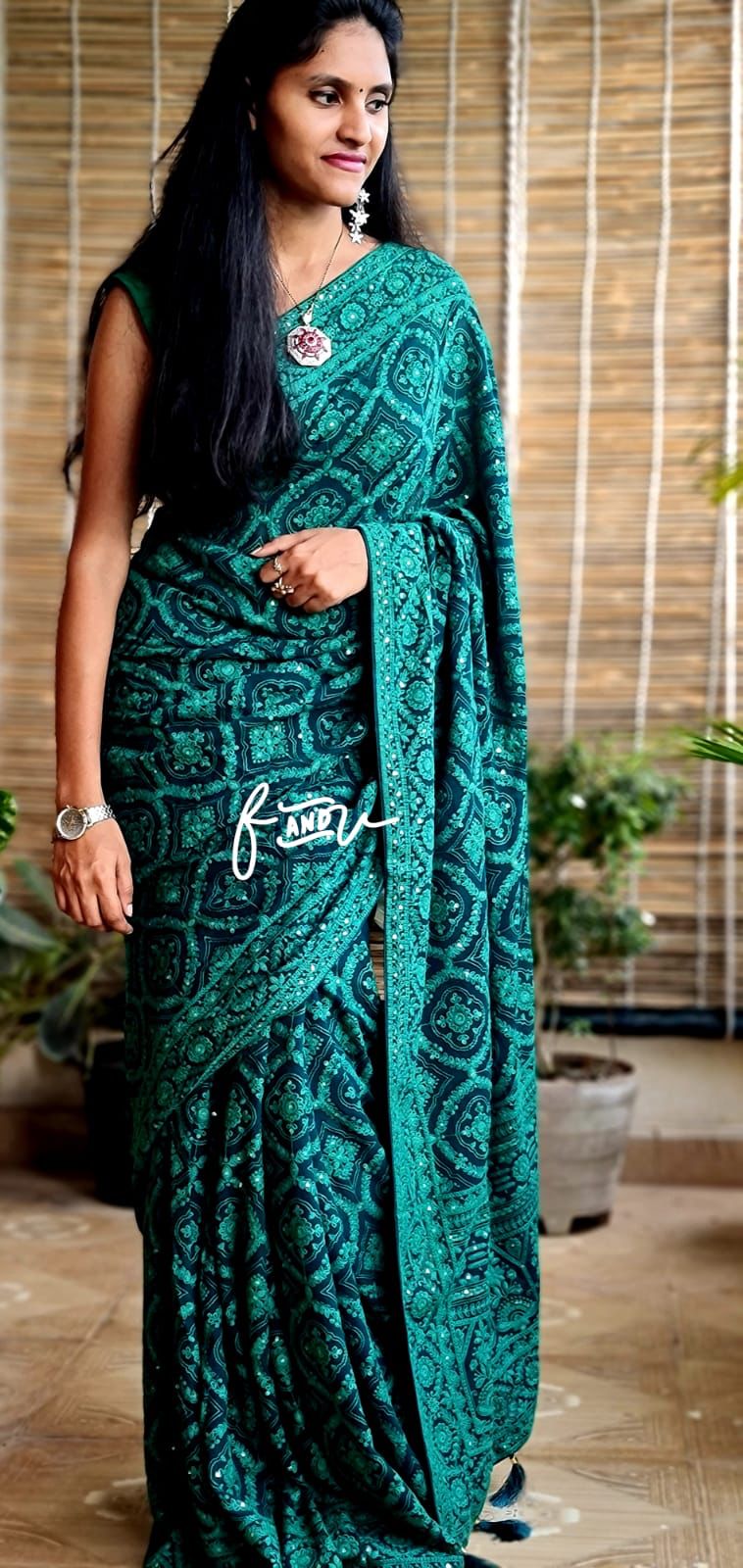 Isabelle gorgette chikankari saree