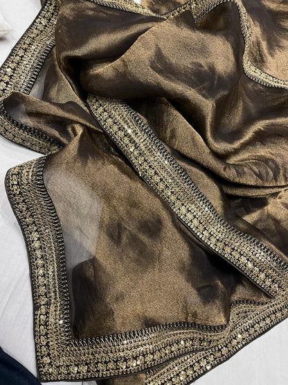 Kanjeevaram inspired tissue organza saree