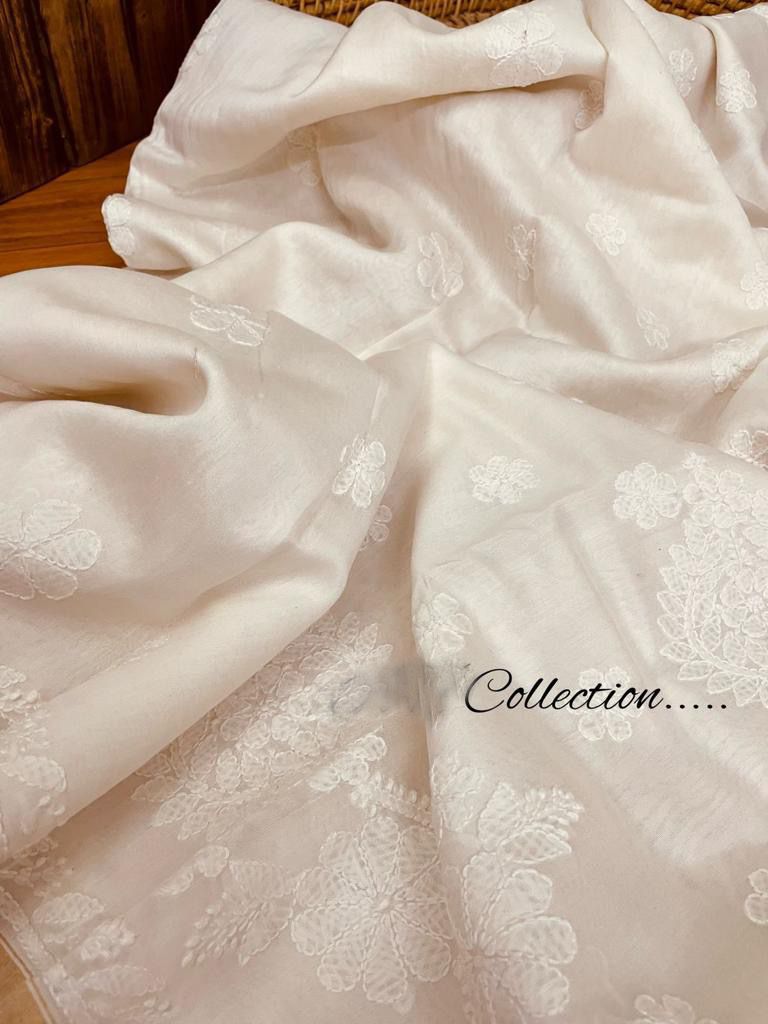 Handwoven Chanderi Lucknowi saree