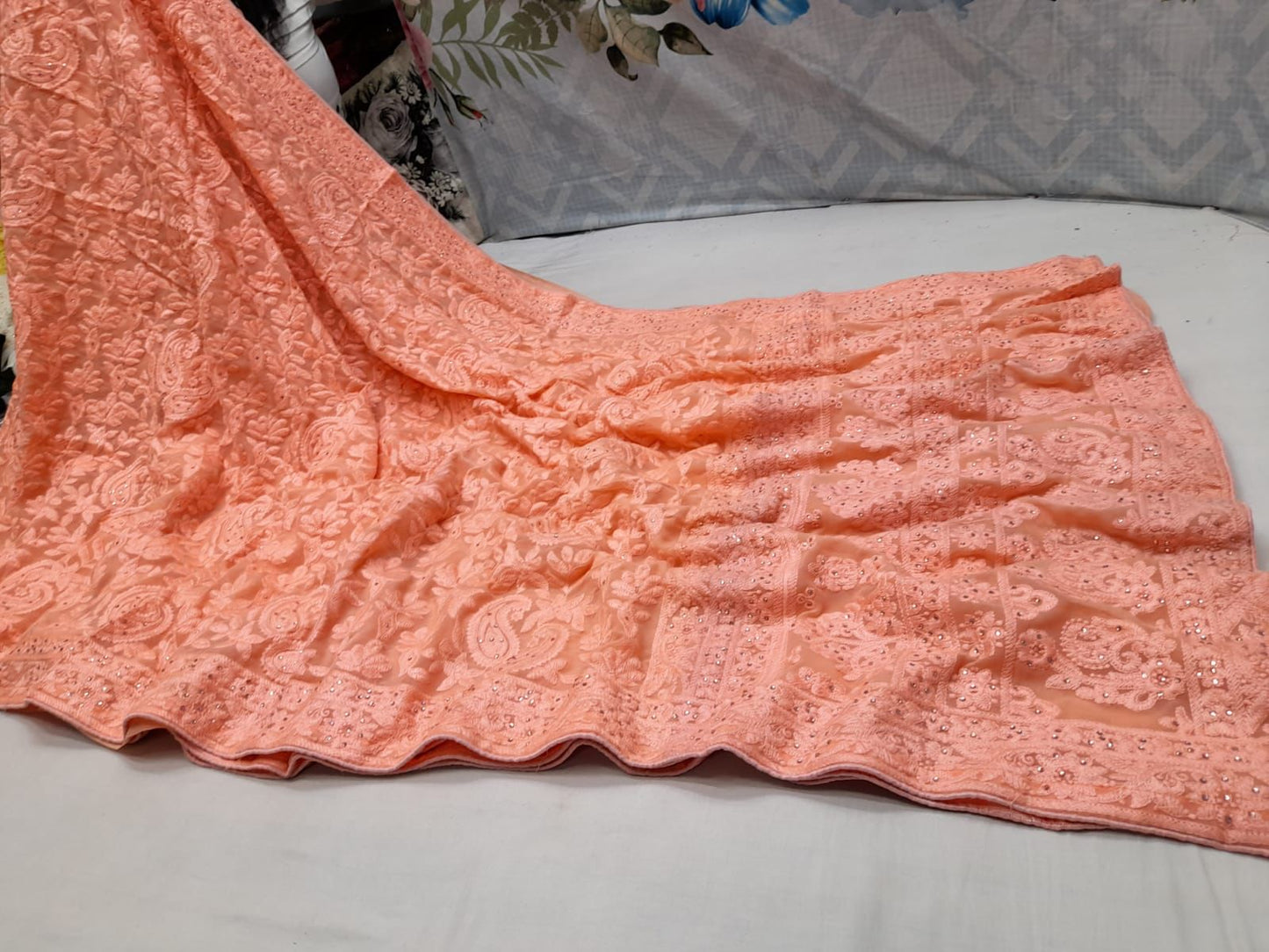 Kiara Lucknowi gorgette saree