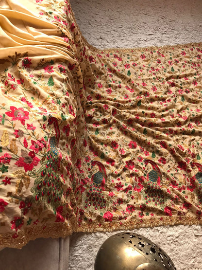 Yazmin chiffon inspired peacock saree