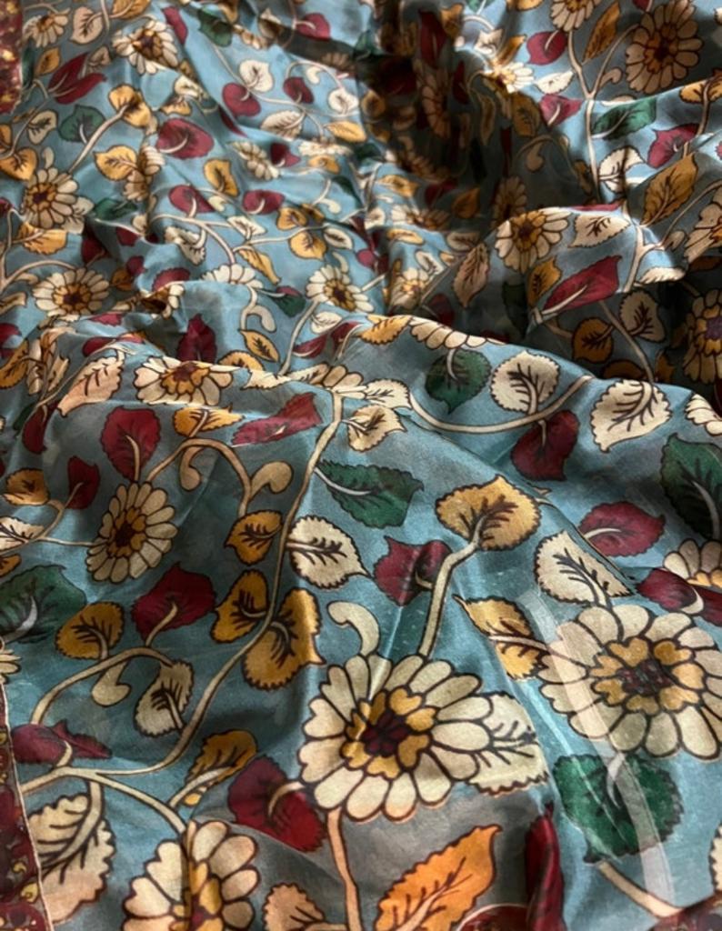 Floral Kalamkari saree
