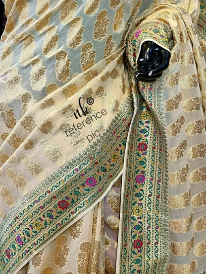 Nirbah woven gorgette khaddi saree