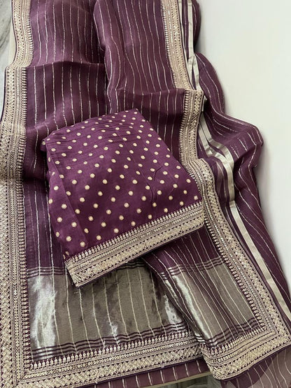 Nurjaha striped organza saree