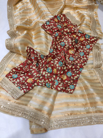 Kalamkari inspired  organza saree