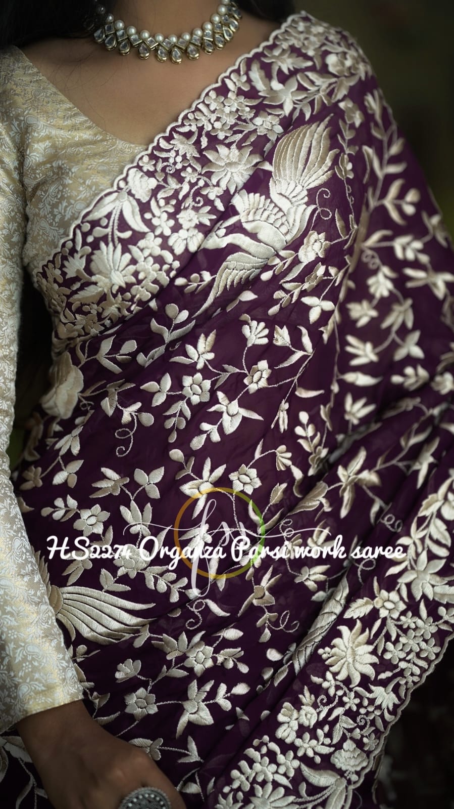 Derby Parsi inspired embroidery saree