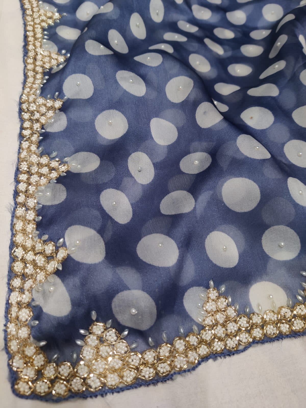 Polka dot inspired organza saree