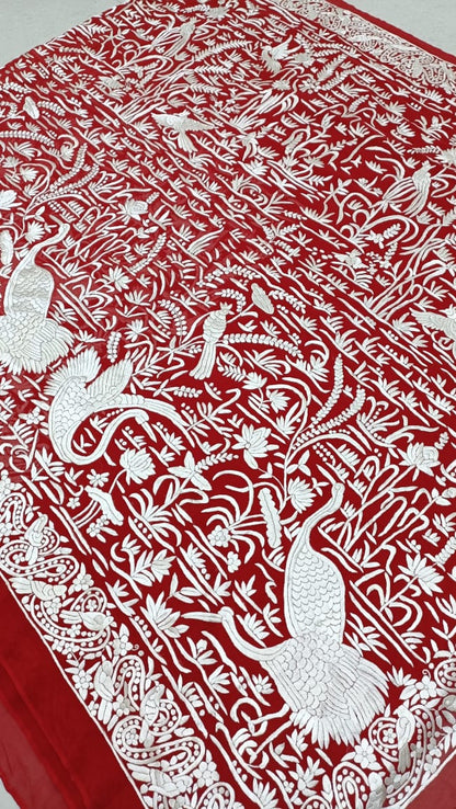 Red riding hood inspired Parsi saree